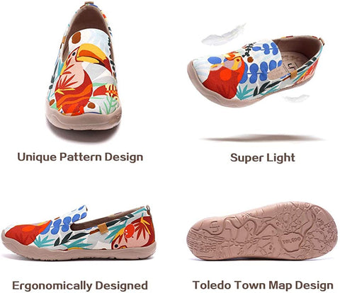 UIN Men's Lightweight Slip Ons Loafers Walking Flats Casual Comfort Art Painted Travel Shoes Tropical Forest