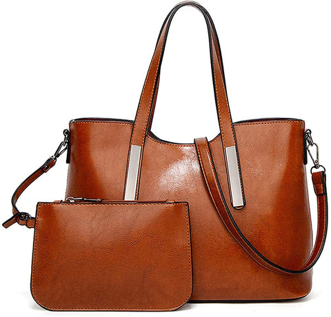 Meobvg Purses and Handbags for Womens PU Leather Top Handle Satchel Tote Shoulder Wallets Work Crossbody Bag Set 2pcs