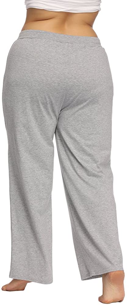Women's Plus Size Comfy Stretch Long Pajama Pants Drawstring Sleep Lounge Pants