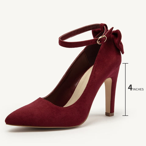 katliu Women's Pointed Toe High Heels Pumps Stiletto Ankle Strap Bow Tie Party Wedding Dressy Pumps Shoes