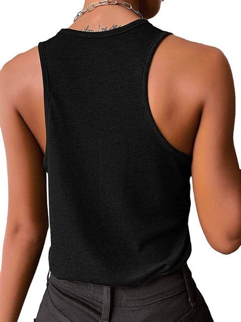 Dyexces Womens Tank Tops Scoop Neck Henley Pullover Summer Ribbed Sleeveless Button Up Cami Knit Tees Shirts