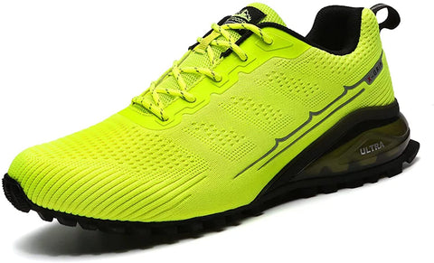 Kricely Men's Women Trail Running Shoes - Non-Slip Hiking Shoes Breathable Walking Footwear Outdoor Road Athletic Sneaker Fluorescent Green
