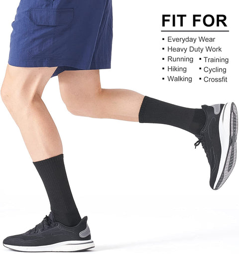 CS CELERSPORT 6 Pack Men's Cushioned Crew Socks Athletic Work Boot Socks