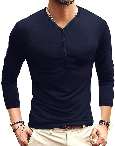 Mens Casual Slim Fit Basic  Short/Long Sleeve Cotton T-Shirt