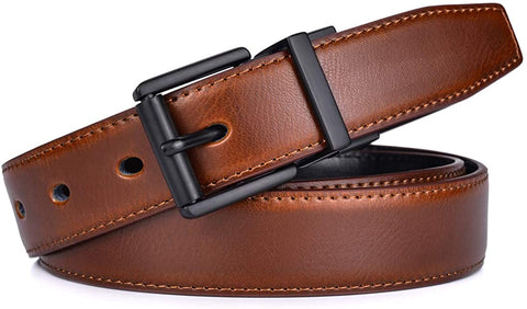 Beltox Men’s Belt Dress Casual Reversible Leather 1.1” w Roller Buckle Rotated
