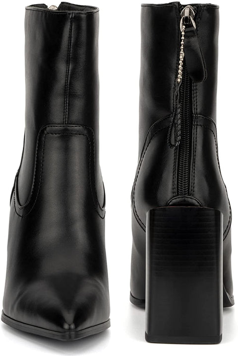 Torgeis Women’s Bella Fashion Supple faux leather,Zipper Ankle Boots, stacked heel pointed-Toe, Rubber Outsole