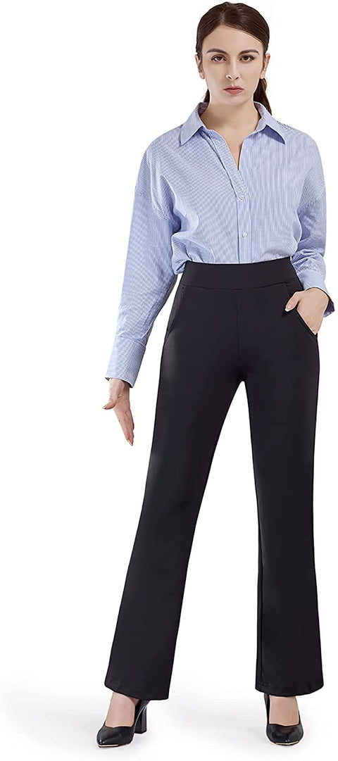Dress Pants for Women Bootcut Stretch Work Pants Wide Leg with Pockets
