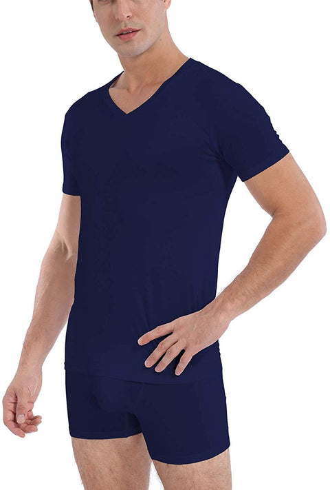 Men's 3-Pack Undershirts Bamboo Rayon Ultra Soft Comfy V-Neck T-Shirts