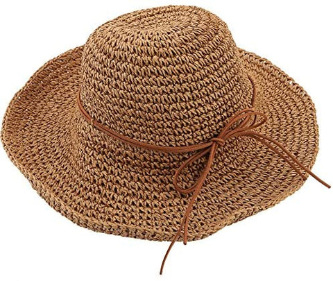 Women's Wide Brim Caps Foldable Summer Beach Sun Straw Hats