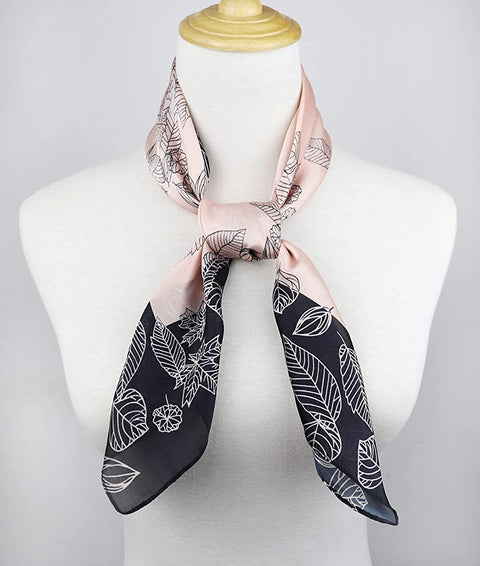 Vabovin 27.5" Silk Feeling Scarf Medium Square Satin Headscarf Fashion Pattern Hair Scarves and Wraps for Women