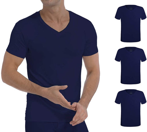 Men's 3-Pack Undershirts Bamboo Rayon Ultra Soft Comfy V-Neck T-Shirts