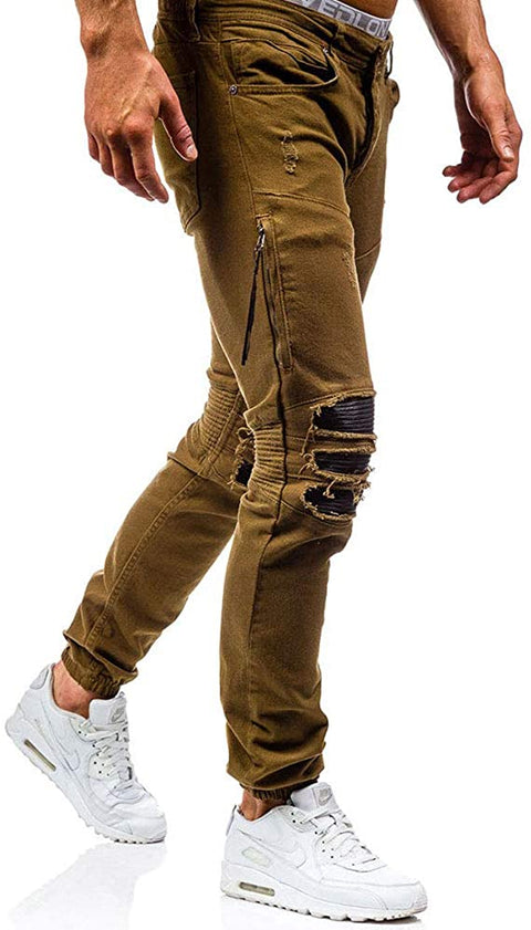 Men's Washed Jeans Hole Trousers Cotton Casual Fashion Pants