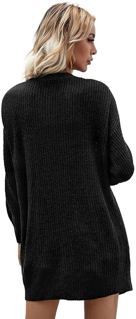 Dyexces Women's Cardigan Sweater Loose Open Front Long Sleeve Knit Chunky with Pocket