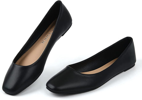 MUSSHOE Flats Shoes Women Comfortable Memory Foam Women's Flats Square Toe Casual Flats for Women Dressy