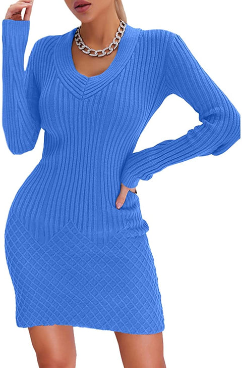 women's Waffle Tunic Knitted Sweater Dress