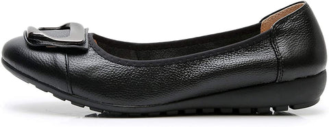 VenusCelia Women's Buckle Dance Flat Shoe