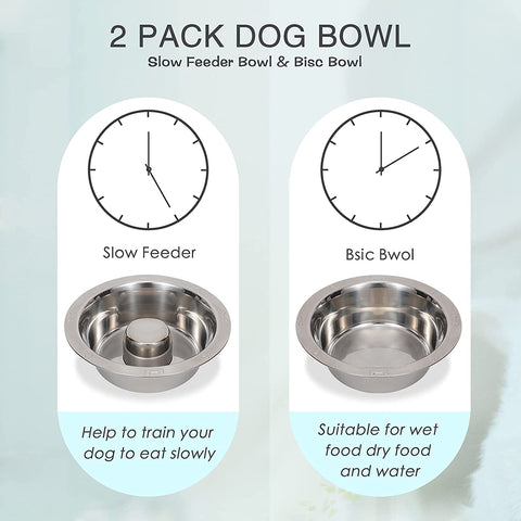 2 Pack Stainless Steel Slow Feeder Dog