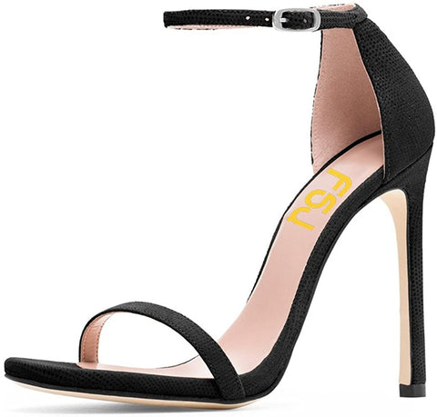 FSJ Women Elegant Ankle Strap Sandals Open Toe High Heels Shoes for Office Ladies Size 4-15 US