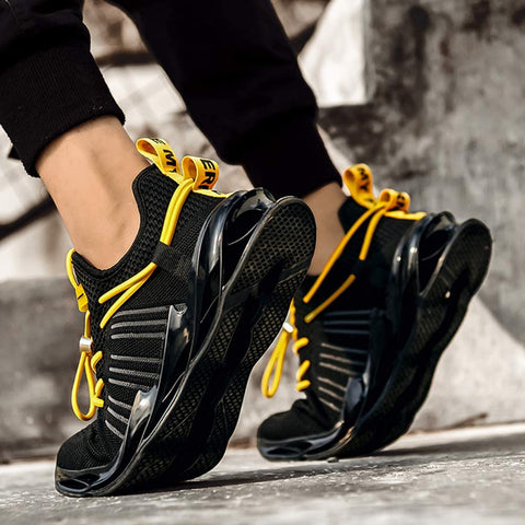 Men’s Casual Running Walking Shoes Mesh Breathable Gym Shoes Blade Slip on Jogging Sneakers Black 9