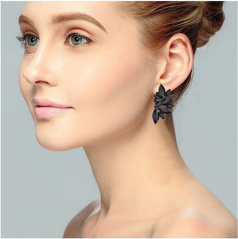 Cluster Crystal Teardrop Flower Design Stud Earrings Fine Jewelry for Women Valentines Day Gifts for Her