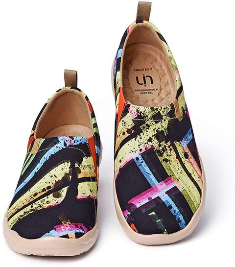UIN Men's Lightweight Slip Ons Loafers Walking Sneakers Casual Comfort Art Painted Travel Shoes Stripe Affair