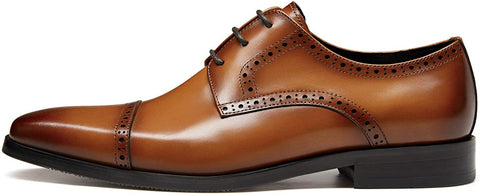 GIFENNSE Men's Dress Shoes Classic Calfskin Leather Wedding Oxford Formal Shoes