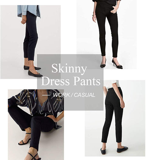 Ginasy Dress Pants for Women Business Casual Stretch Pull On Work Office Dressy Leggings Skinny Trousers with Pockets