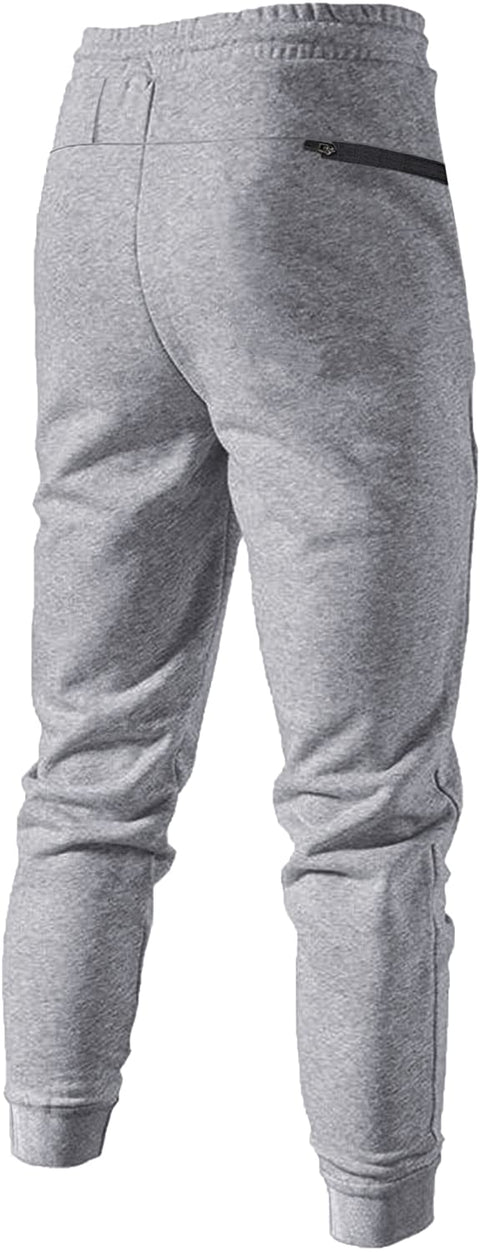 Men Joggers Sweatpant Gym Exercise Slim Fit Trousers with Zipper Pocket