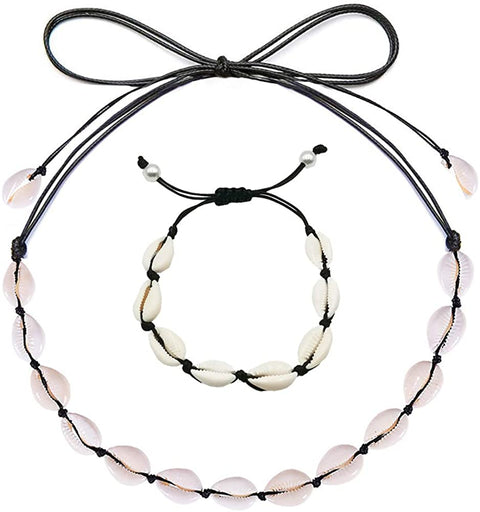 FONYVE Cowrie Shell Necklace for Women Girls Handmade Natural Seashell Necklace Choker Summer Adjustable Puka Shell Necklace Collar Boho Beach Jewelry