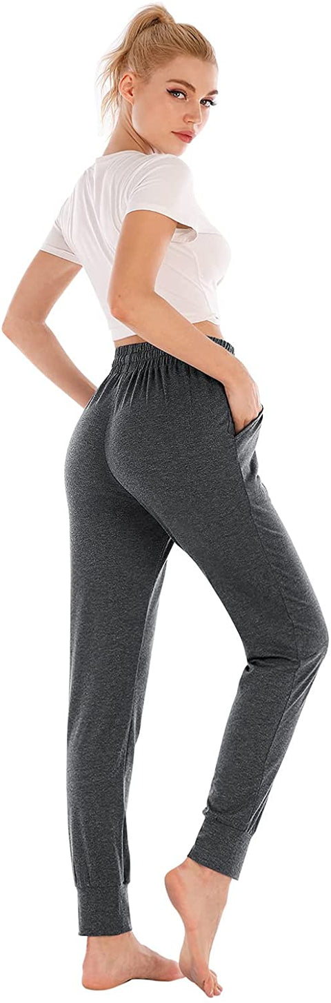 Yoga Pants with Pockets for Women Drawstring High Waisted Pants Loose Workout Joggers Pants Dark Grey 2X-Large