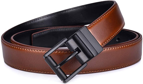 Beltox Men’s Belt Dress Casual Reversible Leather 1.1” w Roller Buckle Rotated