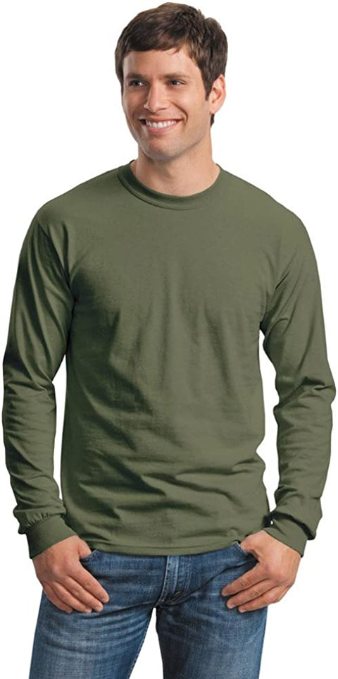 Gildan Ultra Cotton 6 oz. Long-Sleeve T-Shirt (G240) MILITARY GREEN