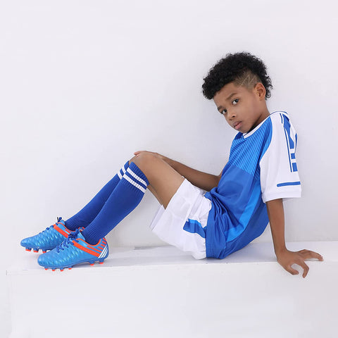 brooman Kids Athletic Soccer Cleats Boys Girls Outdoor Firm Ground Football Shoes