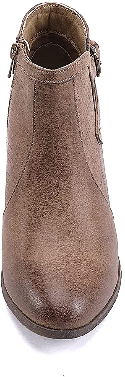 EETTARO Women's Chunky Heel Ankle Boots Fashion Pointed Toe Booties Side Zipper Buckle Shoes