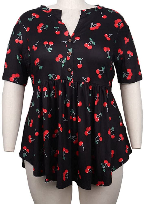 Plus Size Tunic Tops Women Floral Short Sleeve Top Summer Flowy Tunics