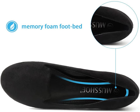 MUSSHOE Flats Shoes for Women Slip on Round Toe Comfortable Women's Flats Ballet Flats Shoes Loafers for Women