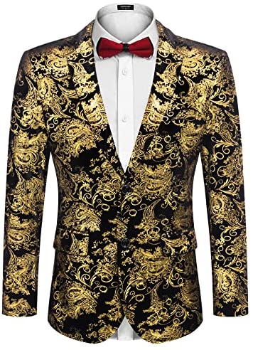 Men Luxury Paisley Floral Suit Jacket Blazer Wedding Prom Party Tuxedo