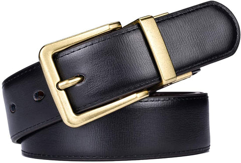 Beltox Men’s Belts Reversible Leather 1.25” Wide 1 for 2 Rotate Buckle Gift Box