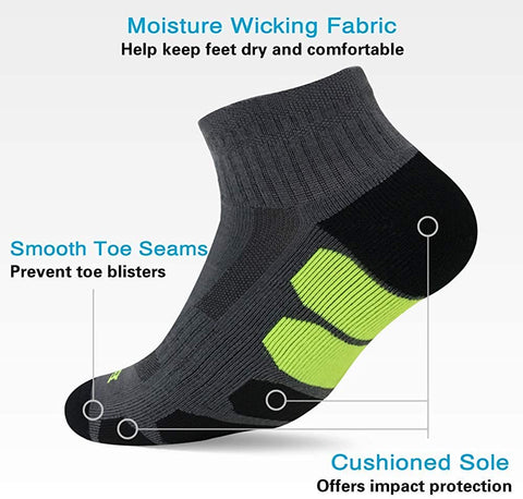 Men's Performance Athletic Ankle Running Socks (6 Pack)