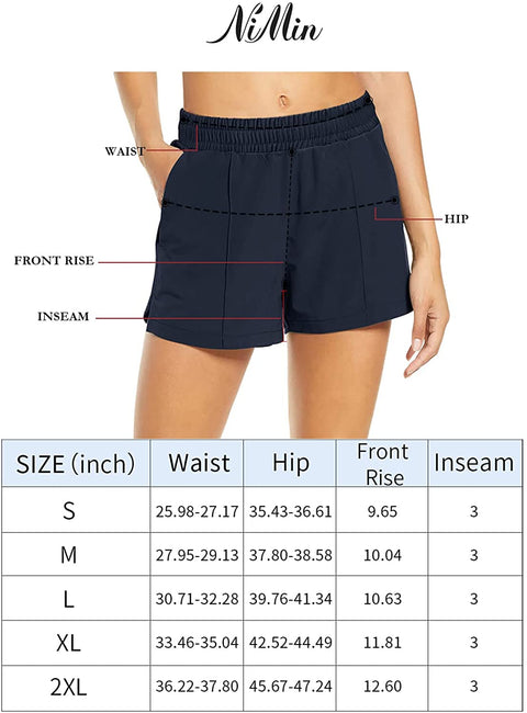 Womens Workout Shorts 3" Quick-Dry Running Shorts Elastic Waist Active Sports Gym Athletic Shorts with Pockets