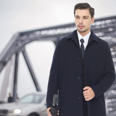 Men's Mid Long Classic Collar Wool Overcoat
