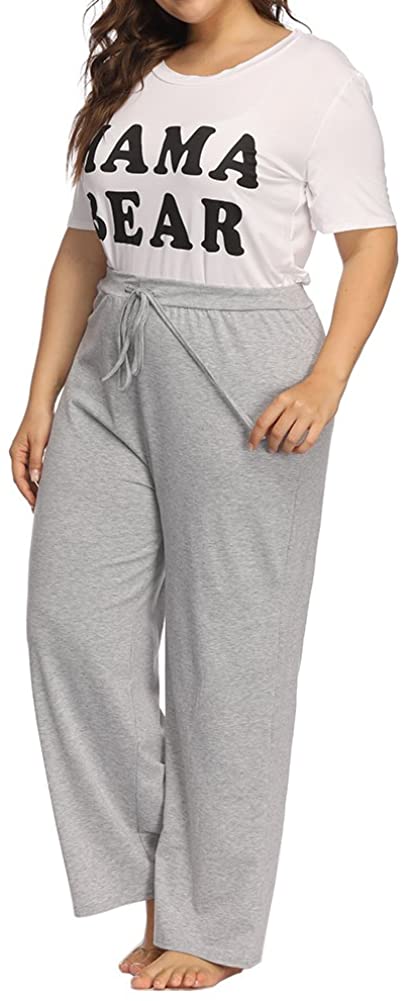 Women's Plus Size Comfy Stretch Long Pajama Pants Drawstring Sleep Lounge Pants