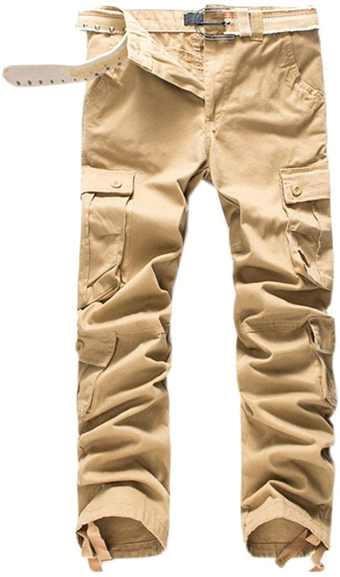 Men's Twill Cotton Wild Cargo Pants Casual Regular Fit Work Combat Trousers