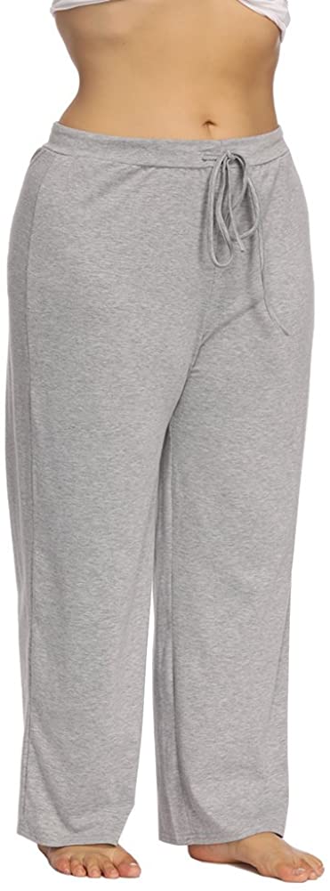 Women's Plus Size Comfy Stretch Long Pajama Pants Drawstring Sleep Lounge Pants