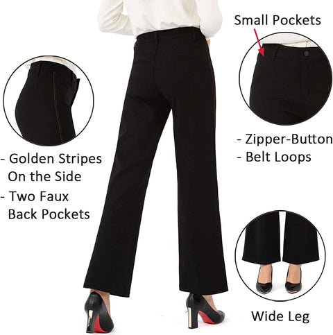 Womens Bootcut Dress Pants Stretch with Side Stripe Wide Leg