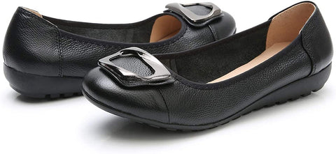 VenusCelia Women's Buckle Dance Flat Shoe