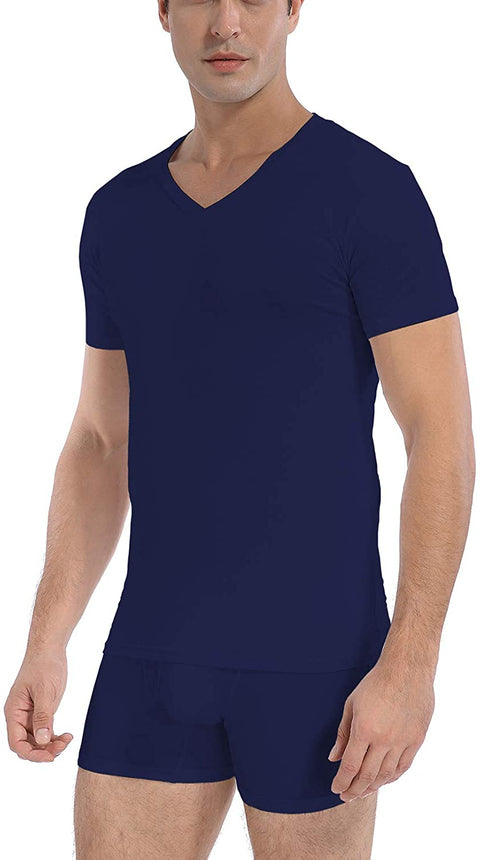 Men's 3-Pack Undershirts Bamboo Rayon Ultra Soft Comfy V-Neck T-Shirts
