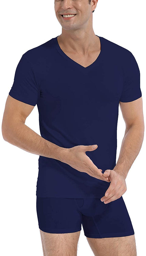 Men's 3-Pack Undershirts Bamboo Rayon Ultra Soft Comfy V-Neck T-Shirts