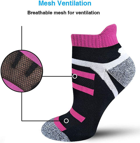 Women's Athletic Ankle Running Socks with Cushion Tab (6 Pairs Pack)