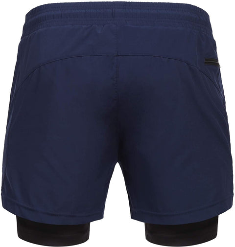 Men's 2 in 1 Active Short Elasticity Lightweight Quick Dry Jogger Shorts